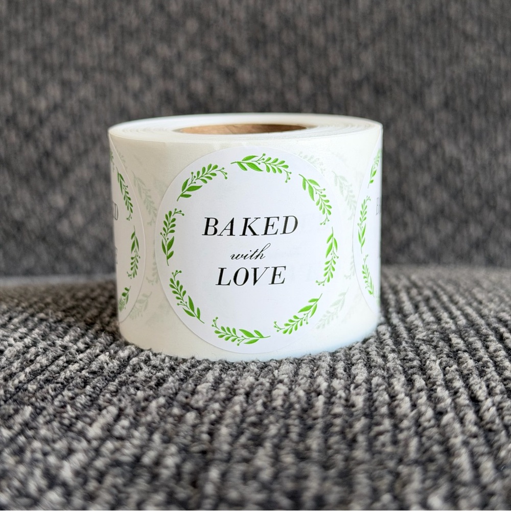 300 Baked With Love 1.5in Shipping Stickers labels - Picture 2 of 2